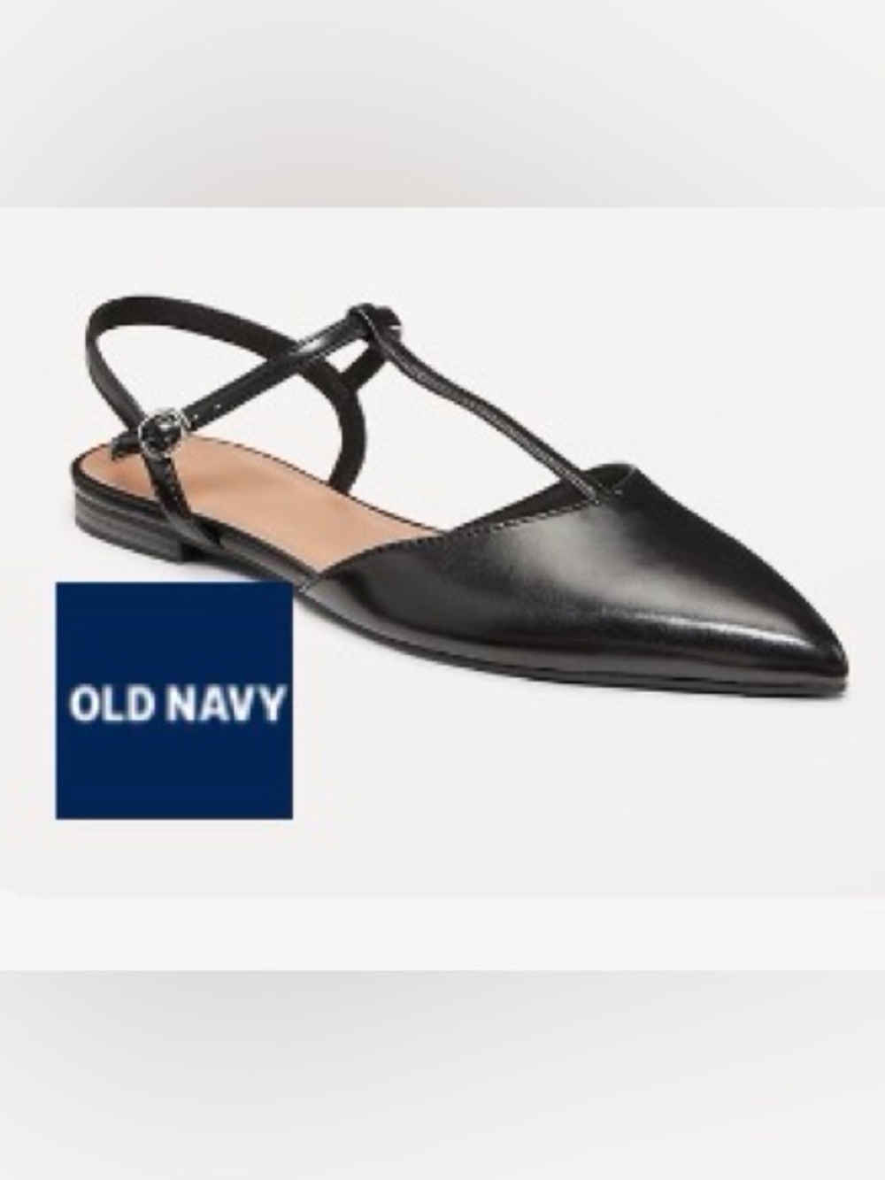 Old Navy Black Pointed T-Strap Flats